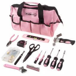 Stalwart 123-Piece Heat Treated Pink Tool Set with 600D Oxford Cloth Carrying Bag thumbnail 1