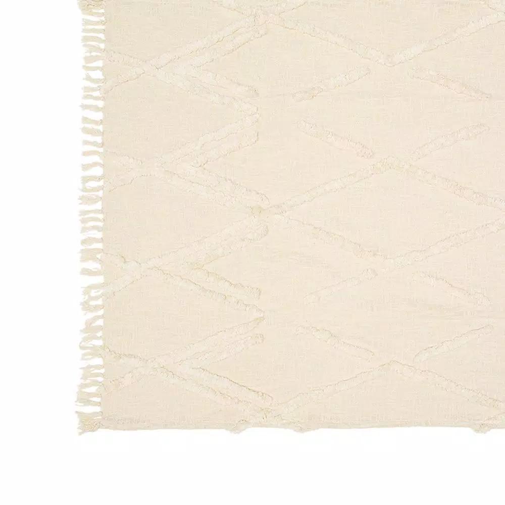 LR Resources LR Home Handmade Boho Tufted Cotton Throw Blanket with Fringe, Beige, 50 x 60 in