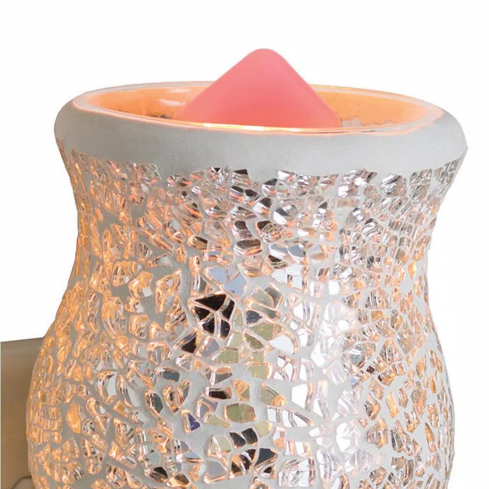 Candle Warmers Etc Reflection 5.7 in. Pluggable Fragrance Warmer - Silver Glass Mosaic