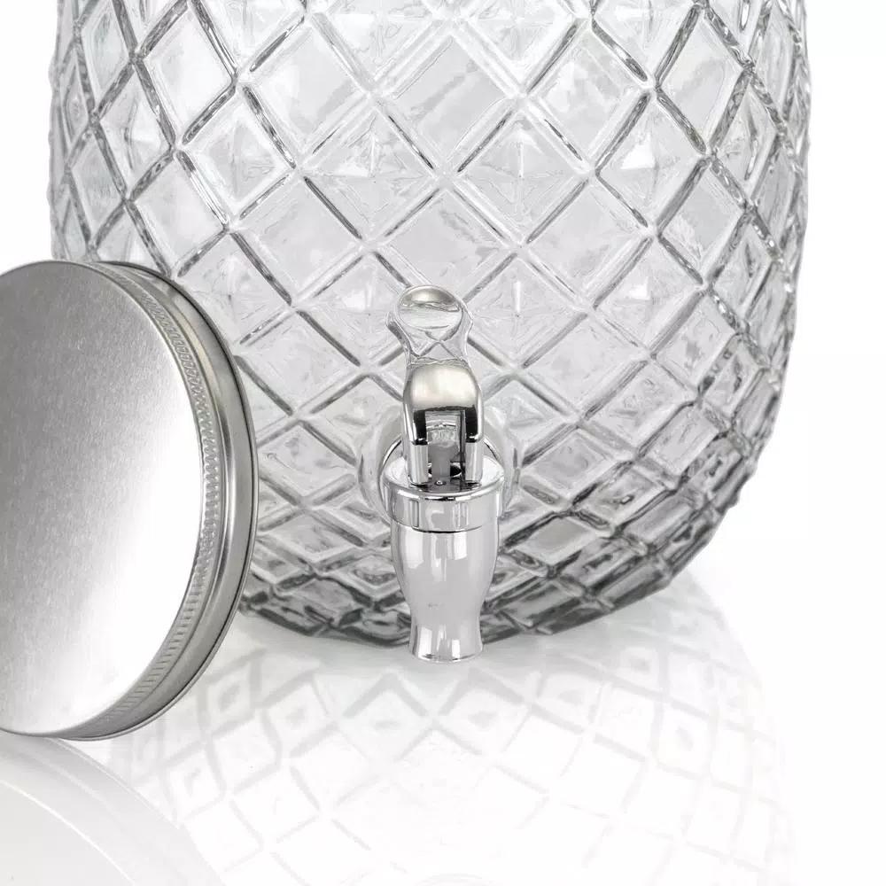 Gibson Home 4.8 Qt Pineapple Shaped Clear Glass Beverage Dispenser with Spout