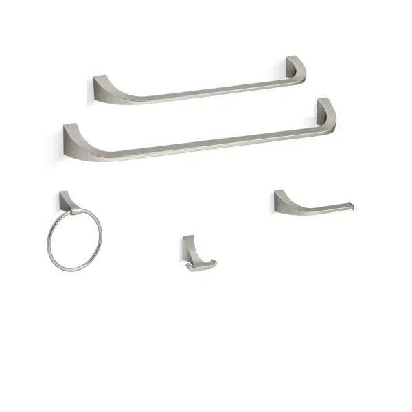 KOHLER Katun 5-Piece Modern Bathroom Hardware Set in Vibrant Brushed Nickel