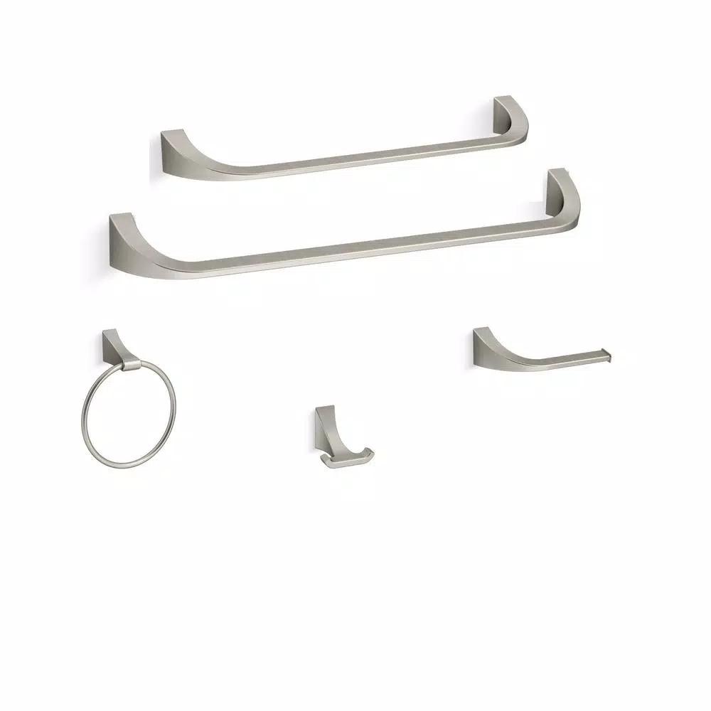 KOHLER Katun 5-Piece Modern Bathroom Hardware Set in Vibrant Brushed Nickel