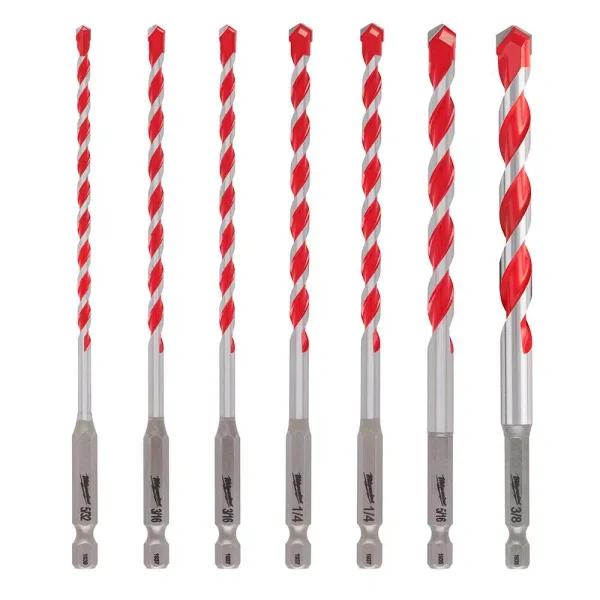Milwaukee SHOCKWAVE Carbide Hammer Drill Bit Set, 7-Piece Hex Shank Kit