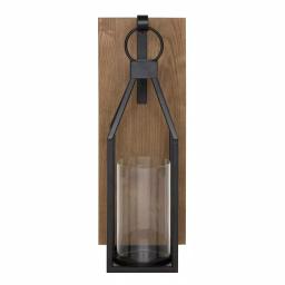 Kate and Laurel Oakly Rustic Brown Wood and Metal Candle Sconce thumbnail 2
