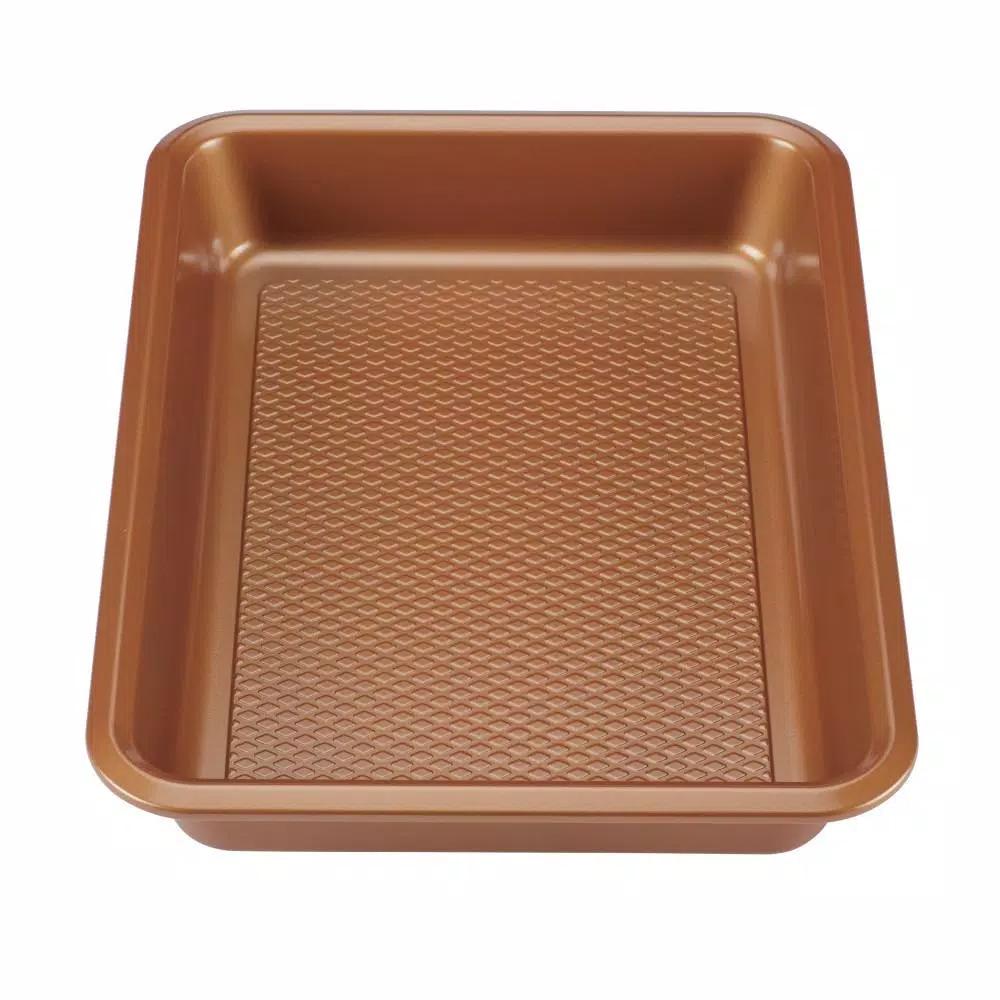 Ayesha Curry 9 x 13 in. Copper Nonstick Steel Cake Pan with Plastic Lid