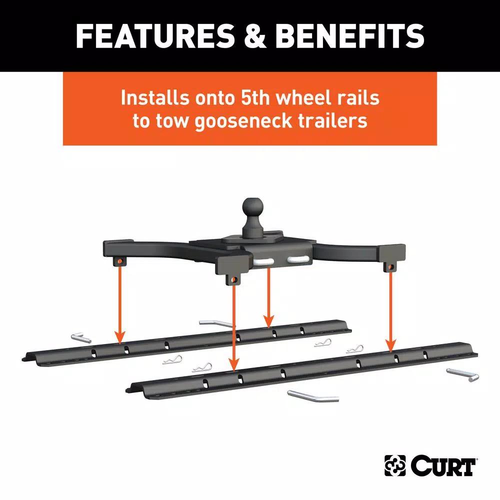CURT Spyder CURT 5th Wheel Rail Gooseneck Hitch - 2-5/16" Ball