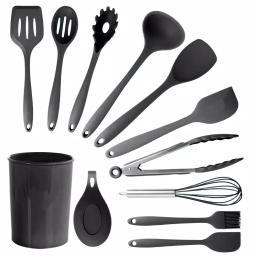 MegaChef 12-Piece Black Silicone Kitchen Utensil Set thumbnail 1