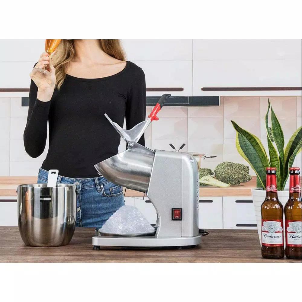 VIVOHOME 11 oz Electric Ice Crusher and Snow Cone Machine, Dual Blades, Silver Stainless Steel