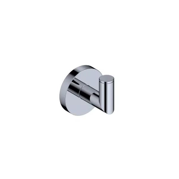 WS Bath Collections Pura Single Robe Hook - Polished Chrome - Solid Brass Modern Bathroom Hook