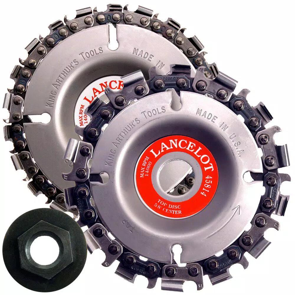 King Arthur's Tools Lancelot 14/22 Tooth Saw Chain Cutter Tandem Combo for Angle Grinders