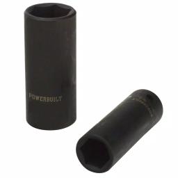 Powerbuilt 2-Piece Double-Sided Flip Lug Nut Socket Set (3/4 in., 13/16 in., 19 mm, 21 mm) thumbnail 1