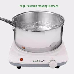 NutriChef White Electric Countertop Hot Plate Buffet Burner with Adjustable Temperature Control thumbnail 4
