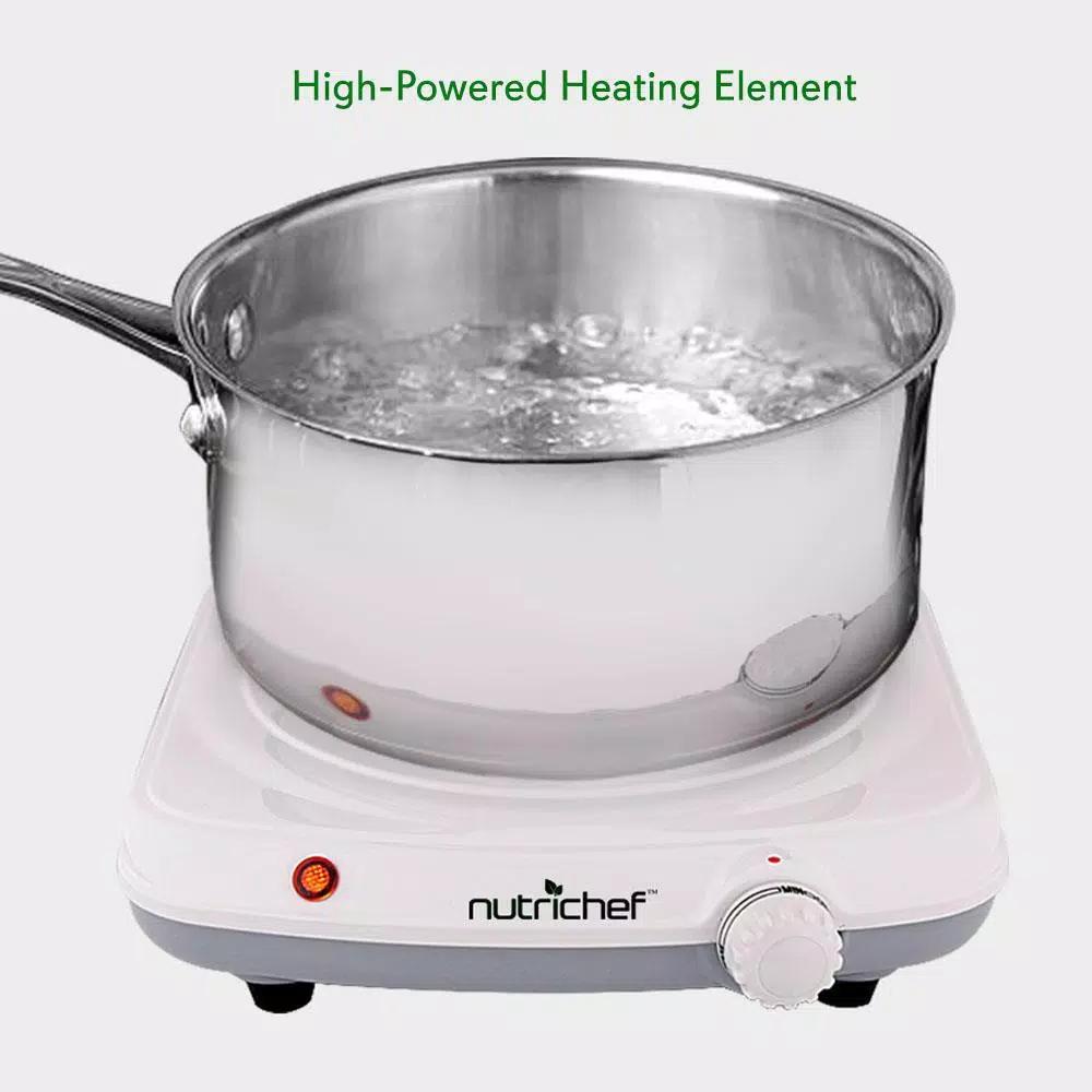 NutriChef White Electric Countertop Hot Plate Buffet Burner with Adjustable Temperature Control