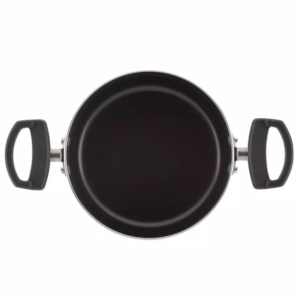 Farberware Neat Nest 6-Quart Aluminum Nonstick Saucepot with Glass Lid, Black