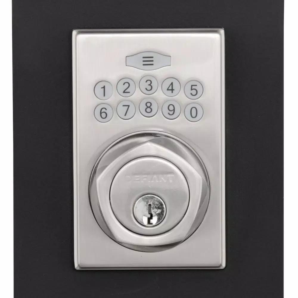 Defiant Satin Nickel Square Single Cylinder Electronic Keypad Deadbolt