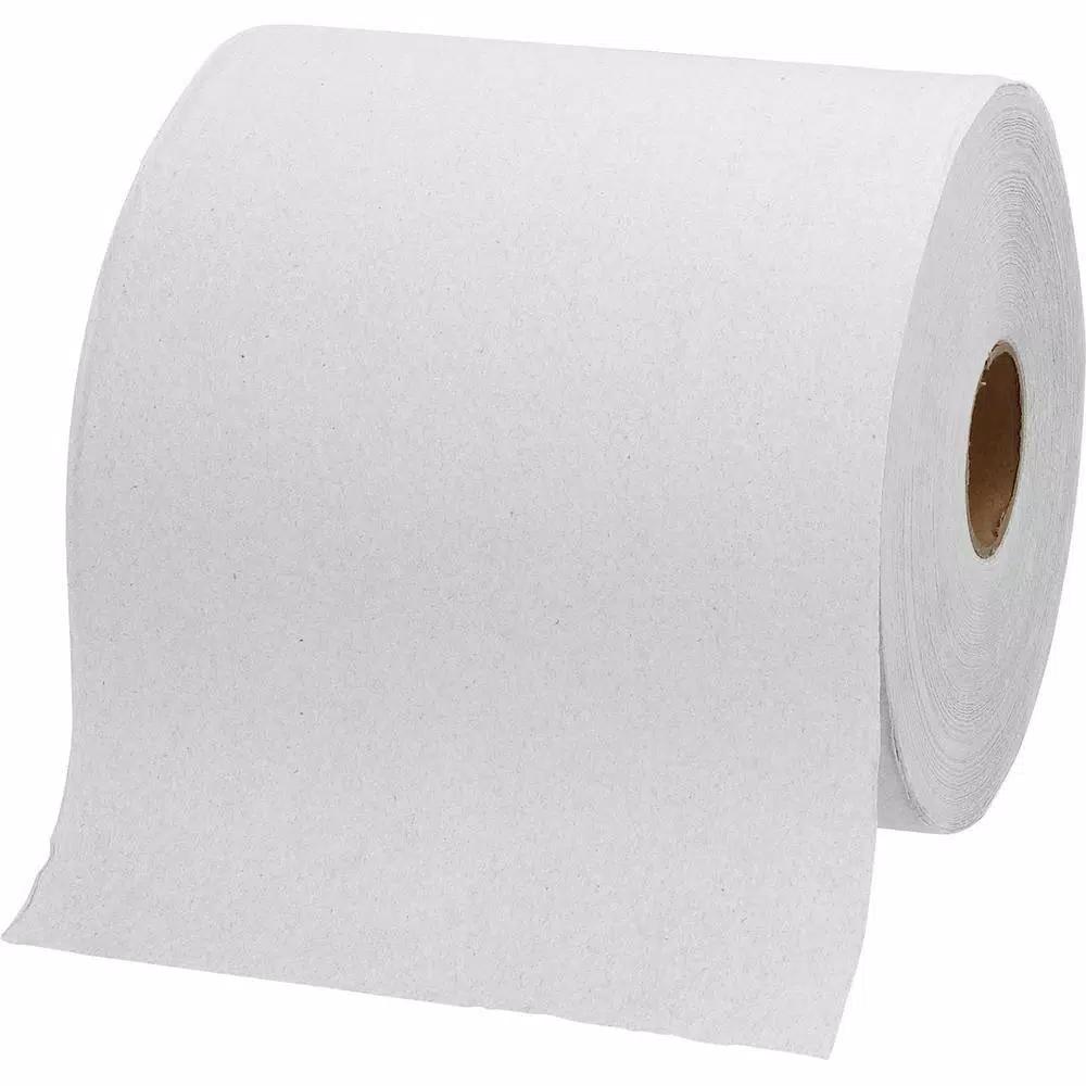 Genuine Joe Hardwound Roll Paper Towels, 1-Ply, White, 6 Rolls