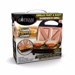 Gotham Steel Ti-Ceramic Non-Stick Sandwich Maker, 2-Slice Countertop Grill, Black thumbnail 3
