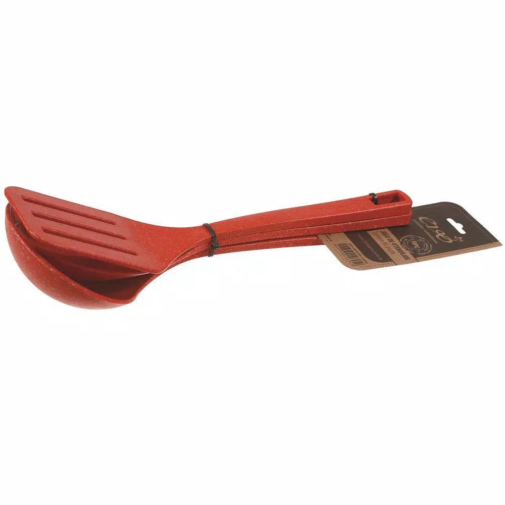 Unbranded EVO Sustainable Goods Red Wood-Plastic Composite Serving Utensil Set, 3-Pack