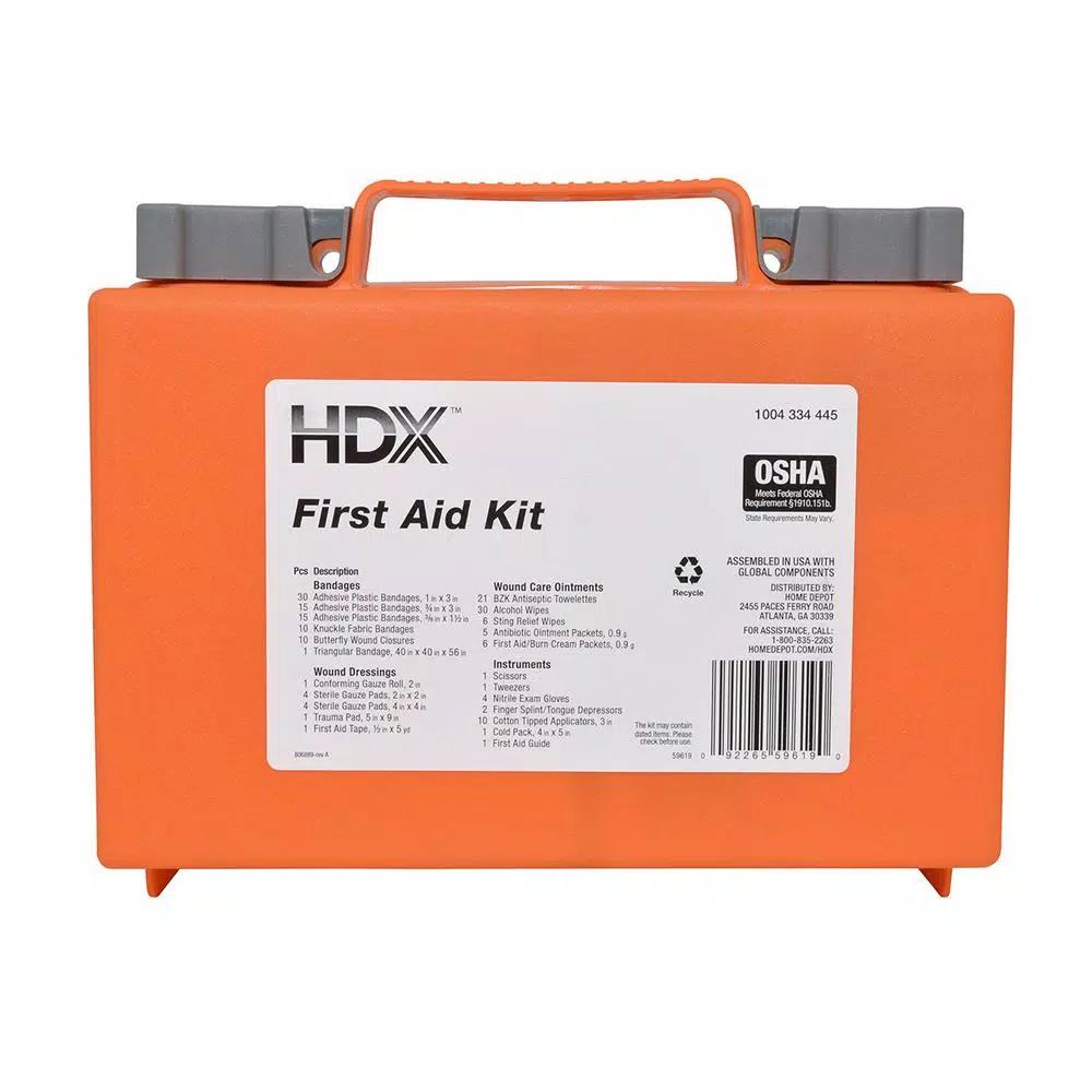 HDX 180-Piece First Aid Kit with Clear Protective Case