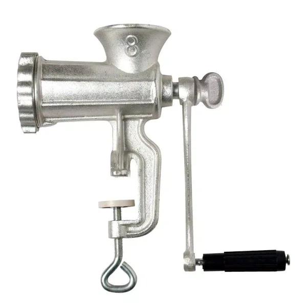 Chard #8 Silver Cast Iron Hand Meat Grinder with Sausage Stuffing Tubes
