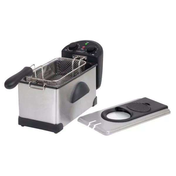 PREMIUM 3.2 Qt. Stainless Steel Deep Fryer with Fry Basket and Clear View Lid, 1500W