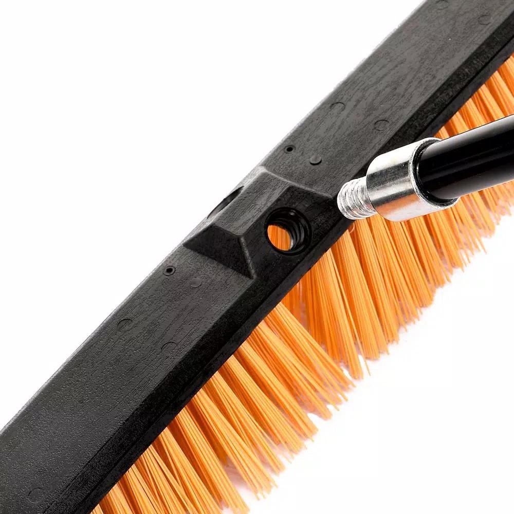 Alpine Industries 24 in. Yellow Indoor Outdoor Push Broom, Heavy Duty Multi-Surface (3-Pack)