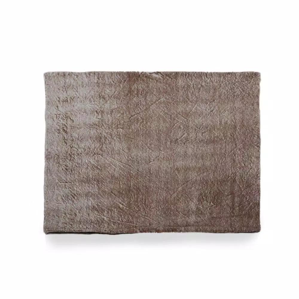 Noble House Lanford Light Brown Faux Fur Throw Blanket, 50 x 60 in.