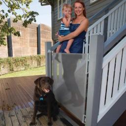 Perma Child Safety 33 in. Outdoor Retractable Gate, Extra Wide up to 71 in., Gray thumbnail 2