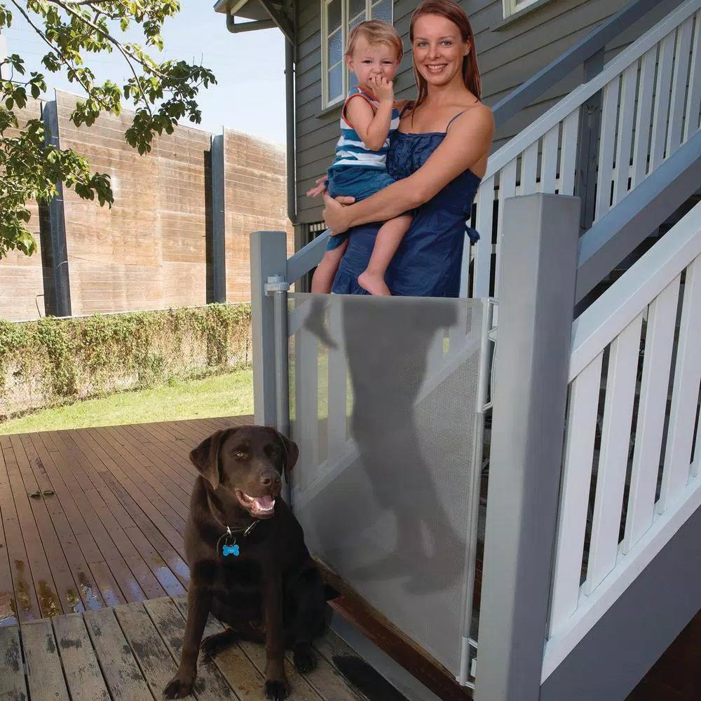 Perma Child Safety 33 in. Outdoor Retractable Gate, Extra Wide up to 71 in., Gray