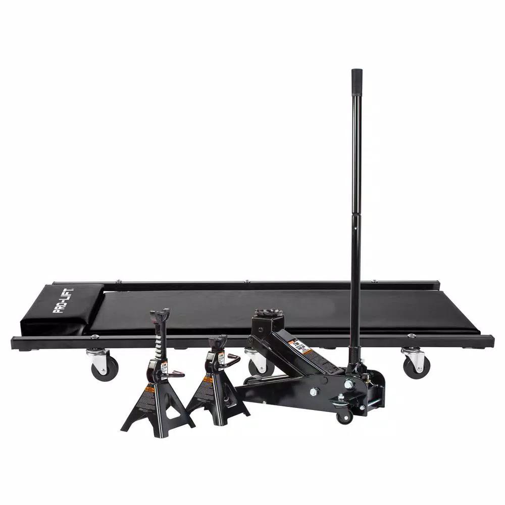 Pro-Lift 3-Ton Heavy-Duty Floor Jack, Jack Stands, and 300 lb. Creeper Combo Set