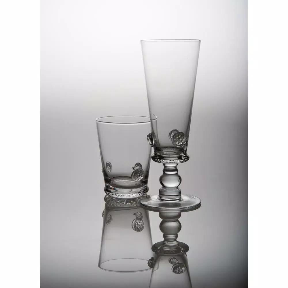 Abigails Traditional Medallion Footed Pilsner Glass Set, 12 oz, Clear (Set of 4)