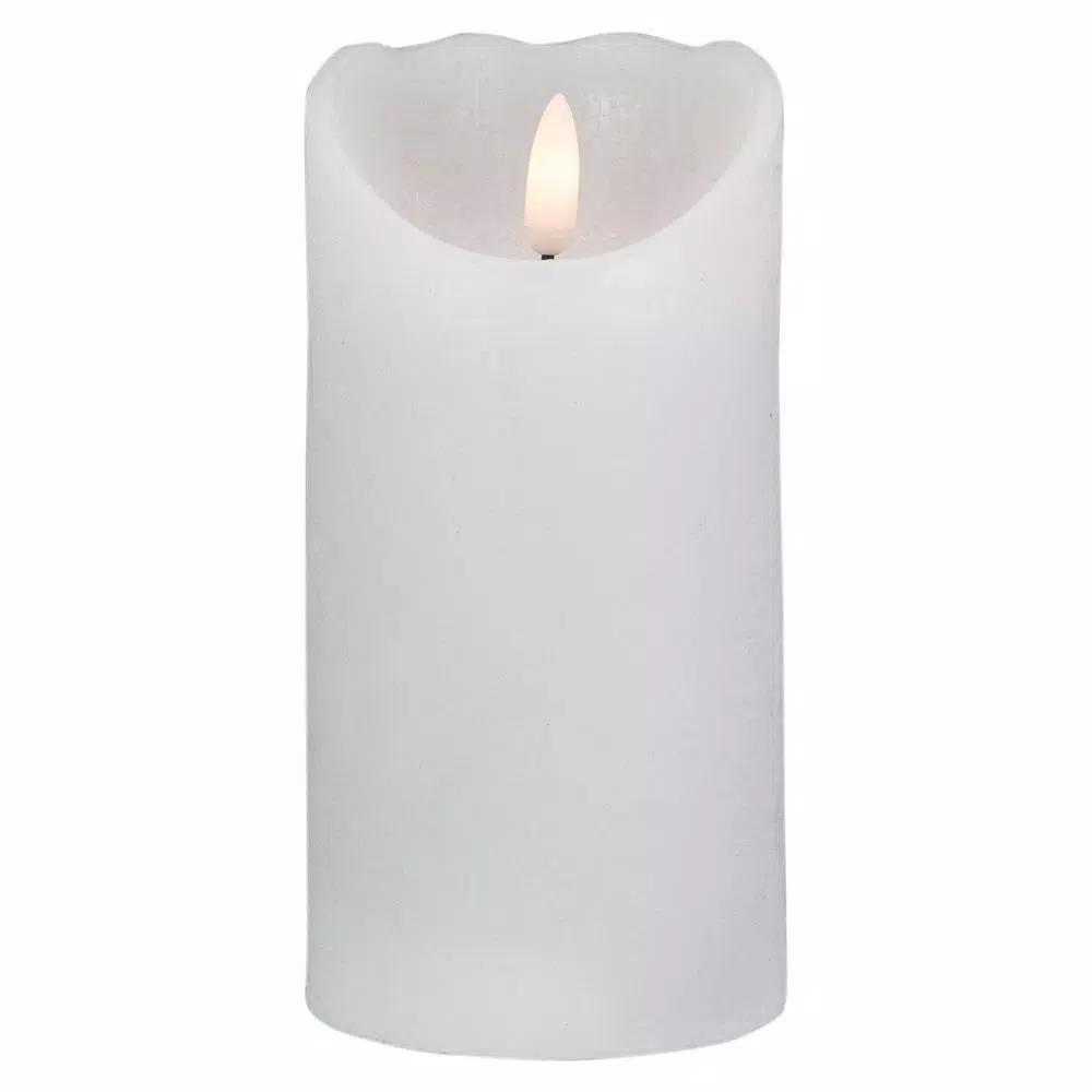 Northlight 6 in. White Flameless Battery Operated Pillar Christmas Decor Candle with 3D Flickering Light