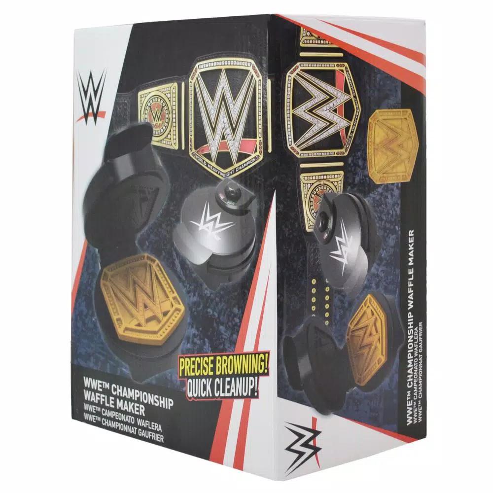 Uncanny Brands WWE Championship Belt Waffle Maker - Black Non-Stick American Waffle Iron