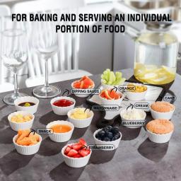 MALACASA White Porcelain Ramekins Set of 16, 2.75 in. Ceramic Souffle Dishes and Serving Bowls thumbnail 3