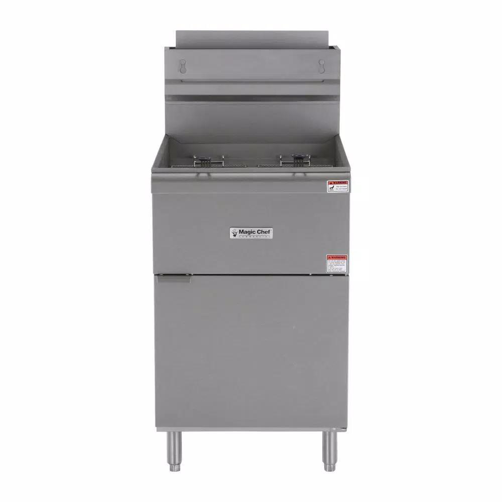 Magic Chef 52 Qt. Stainless Steel Commercial Natural Gas Deep Fryer, 150,000 BTU, 5 Burners