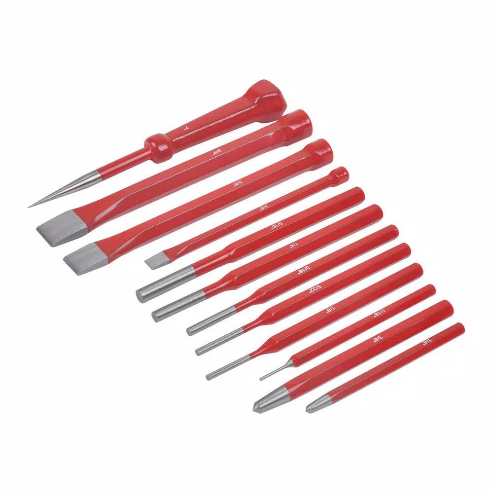 KING 12-Piece Punch and Chisel Set, Carbon Steel Hand Tool Set