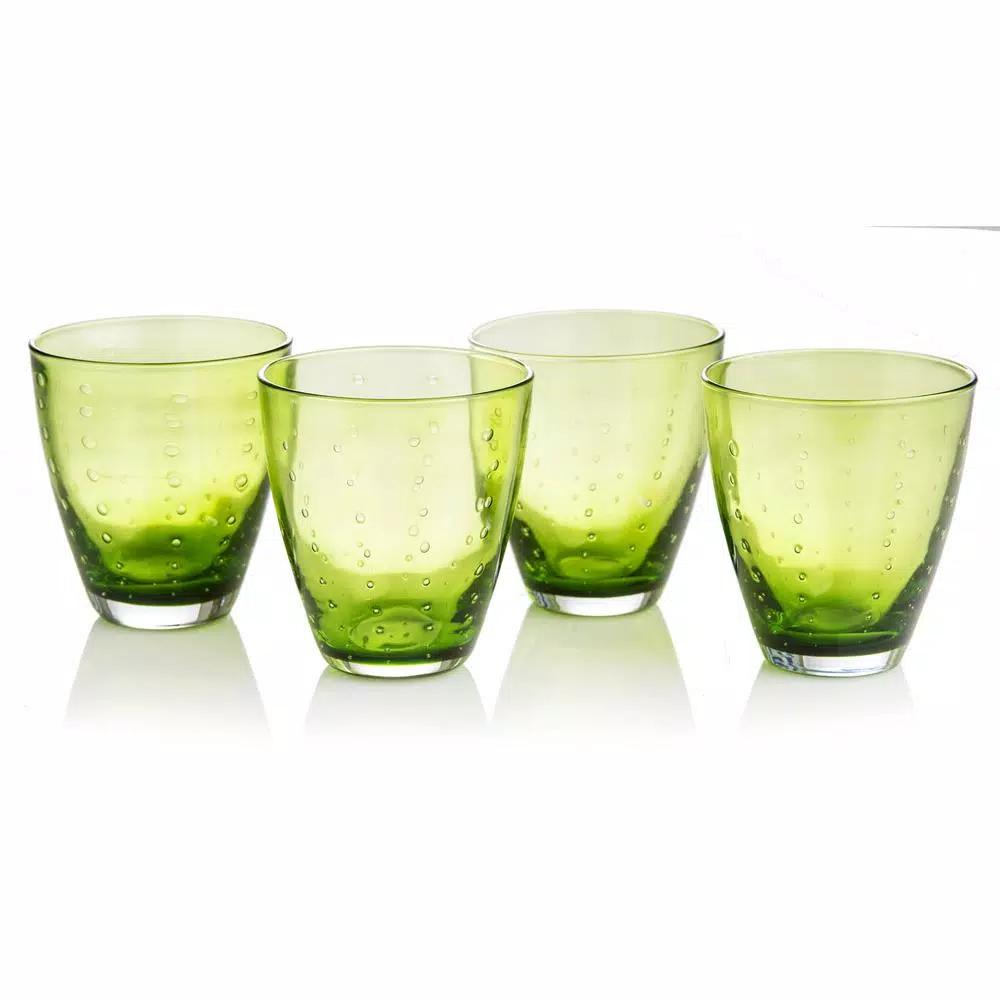 Unbranded Rain Drop Sea Foam Green Double Old-Fashioned Glass, Set of 4