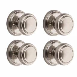 Baldwin Prestige Alcott Satin Nickel Passage Door Knobs, 4-Pack thumbnail 1