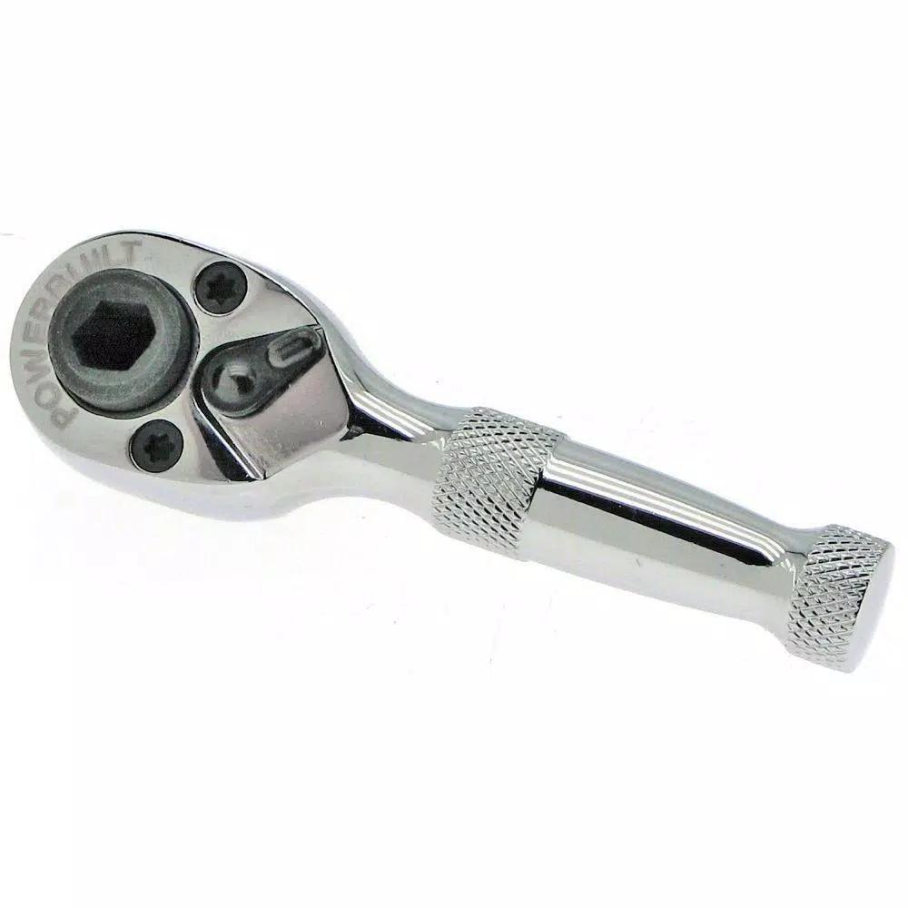 Powerbuilt 1/4 in. Drive Socket and Bit Mini Ratchet, 72-Tooth Low Profile Design