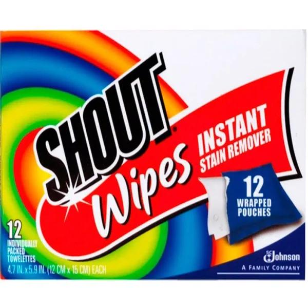 Shout Multi-Purpose Instant Stain Remover Wipes, 12-Count