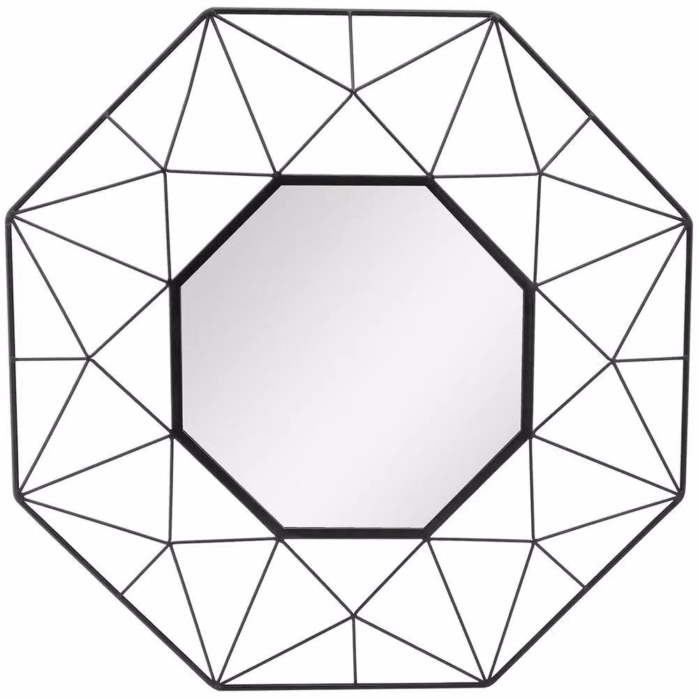 StyleWell Modern Octagonal Black Metal Frame Accent Mirror, 25.2 in.