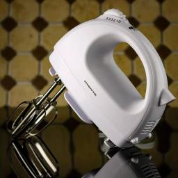 Ovente HM161 5-Speed 150W Electric Hand Mixer with Chrome Beaters and Snap-On Storage Case, White thumbnail 5