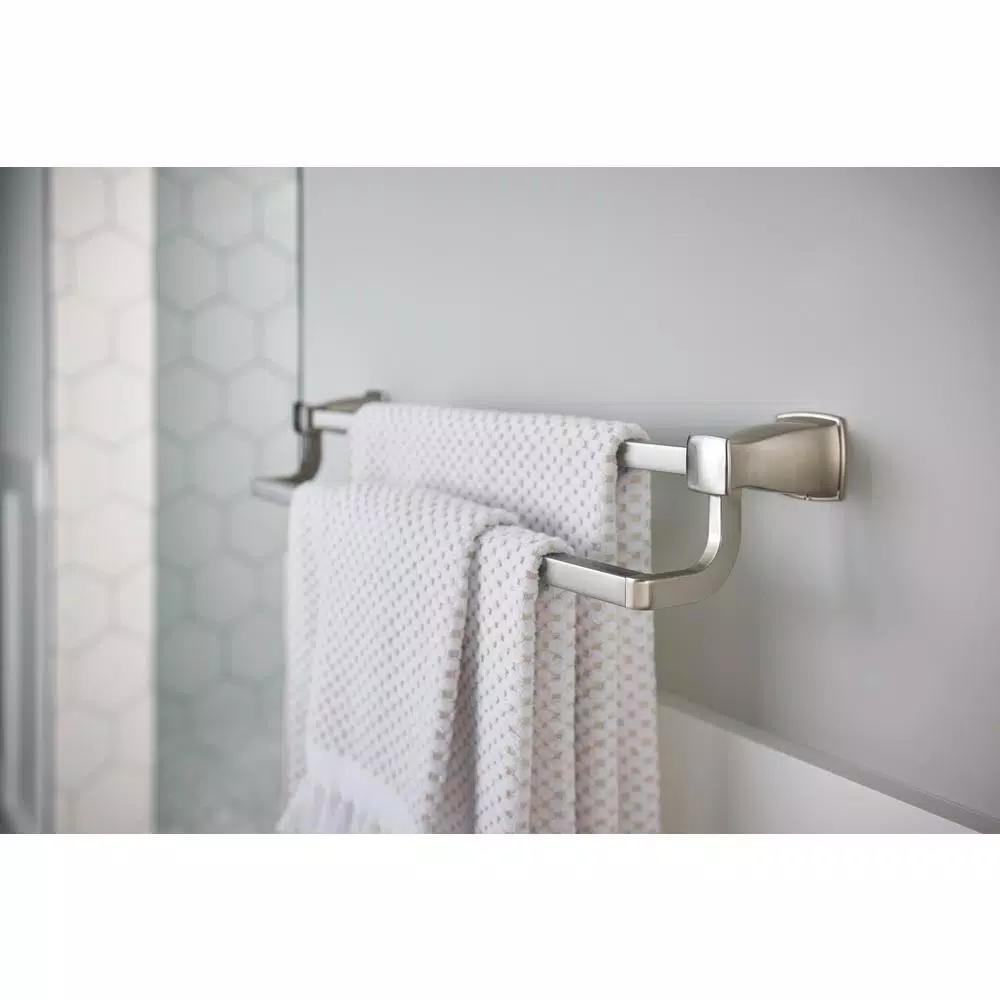 MOEN Hensley 24 in. Double Towel Bar with Press and Mark Installation, Brushed Nickel