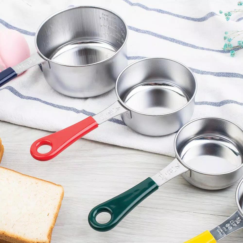 Fox Run 4-Piece Stainless Steel Measuring Cup Set with Color-Coated Handles
