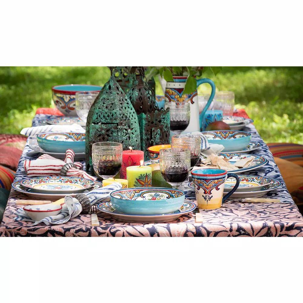 Euro Ceramica Zanzibar Oval Earthenware Platter - Bohemian Style Serving Dish