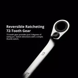 Capri Tools Metric 12-Piece Long Pattern Reversible Ratcheting Combination Wrench Set with Wrench Rack thumbnail 3