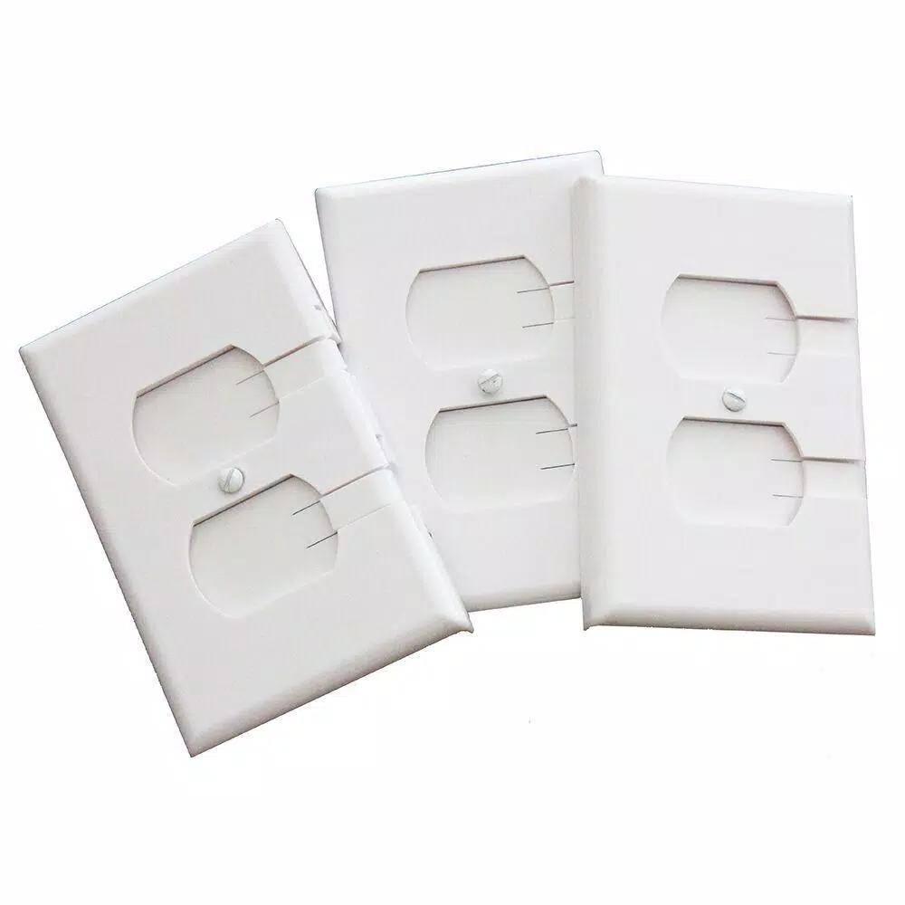 Cardinal Gates Socket Guard Electrical Plate Cover Replacement, White (6-Pack)