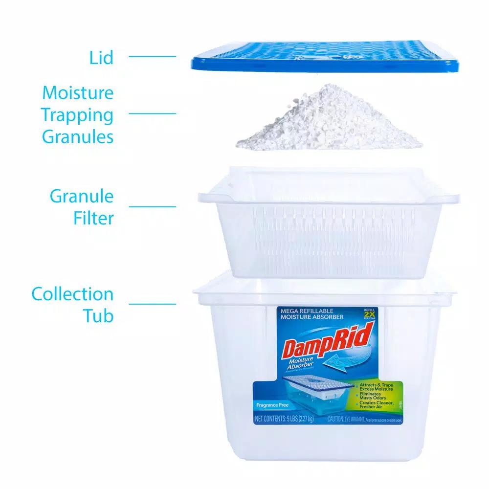 DampRid 5 lb. Refillable Moisture Absorber, Fragrance Free Dehumidifier & Odor Eliminator