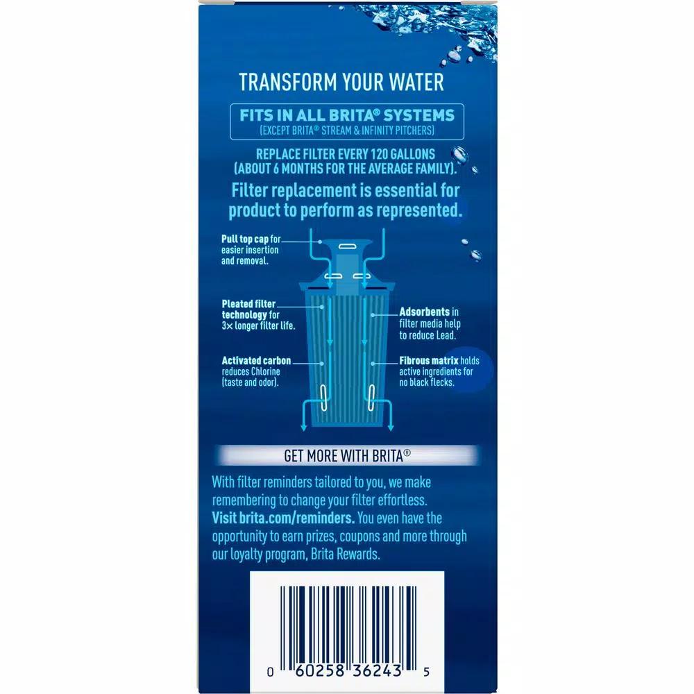 Brita Longlast Water Filter Replacement Cartridge for Pitchers and Dispensers, Reduces Lead & Chlorine