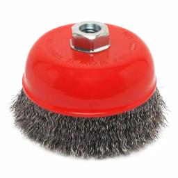 Robtec 3 in. Crimped Steel Wire Cup Brush, 5/8"-11 Threaded Arbor thumbnail 1